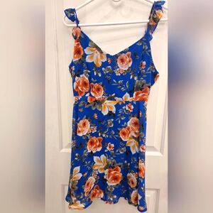 Altar'd State Spaghetti strap Floral Blue mini Dress.